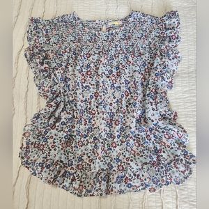 Mimi + Daphne Women's Short Sleeve Floral Ruffled Blouse, Size M